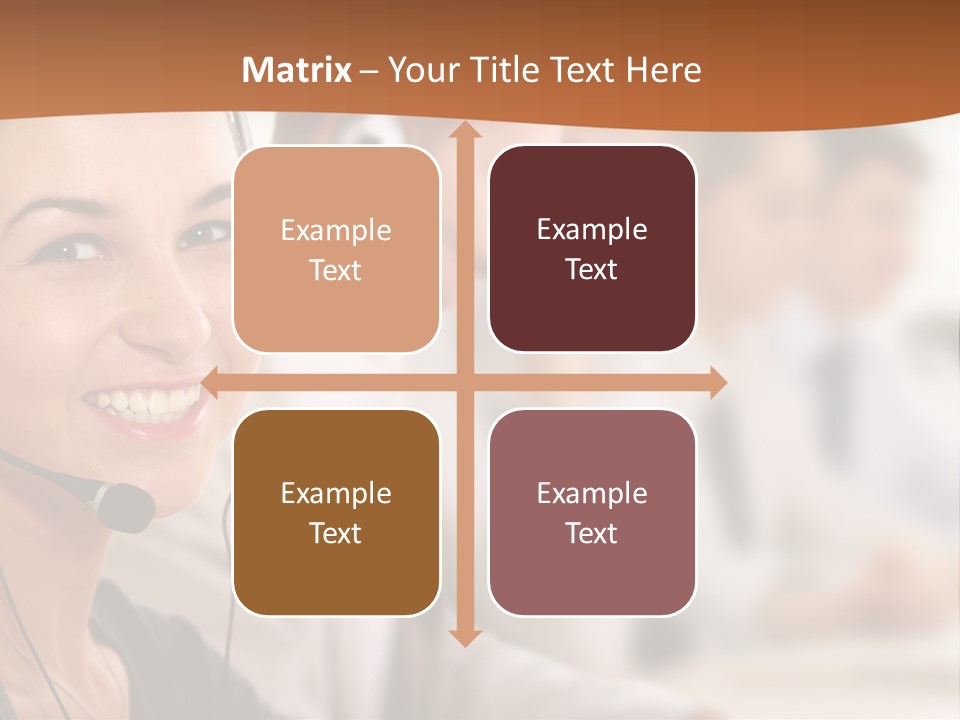 A Woman With A Headset Is Smiling For The Camera PowerPoint Template