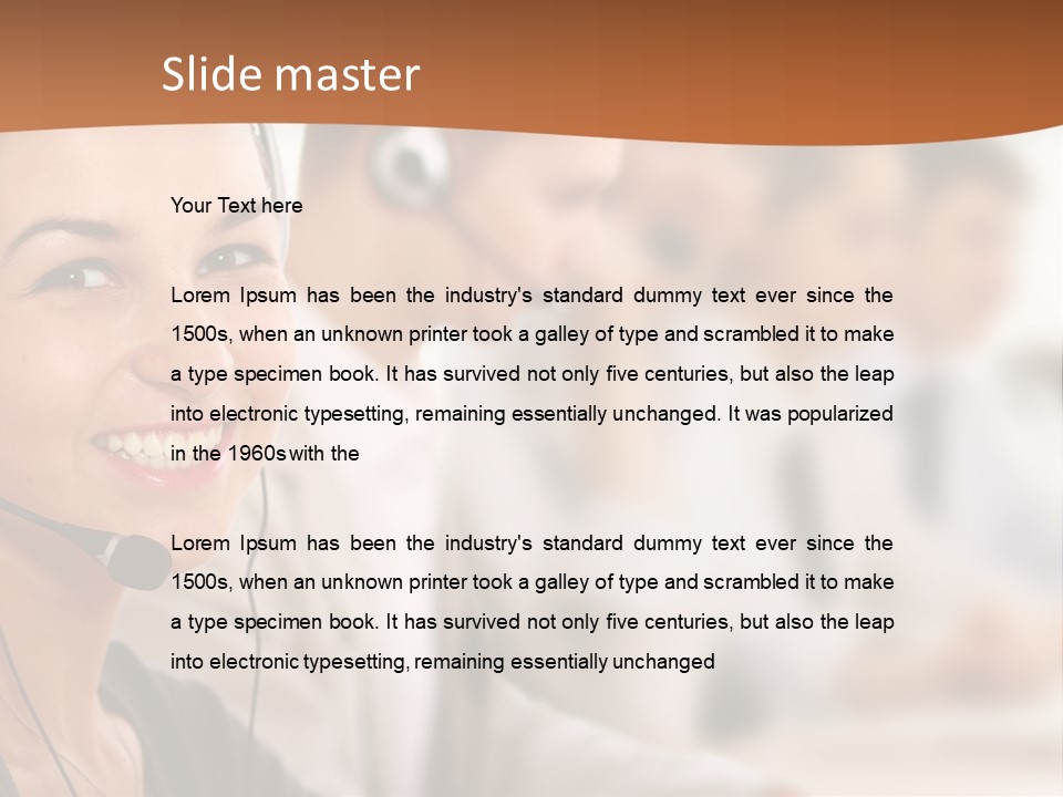 A Woman With A Headset Is Smiling For The Camera PowerPoint Template