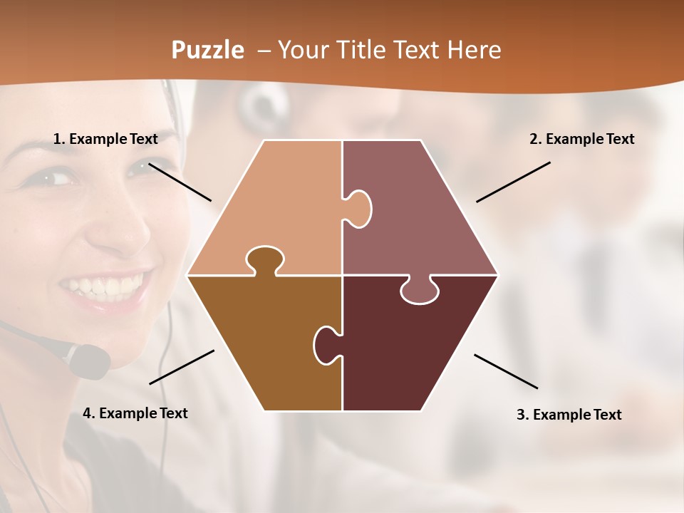 A Woman With A Headset Is Smiling For The Camera PowerPoint Template