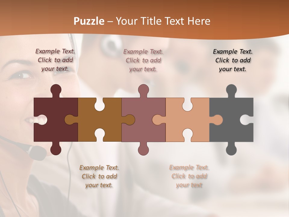 A Woman With A Headset Is Smiling For The Camera PowerPoint Template