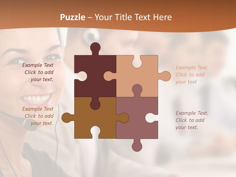 A Woman With A Headset Is Smiling For The Camera PowerPoint Template