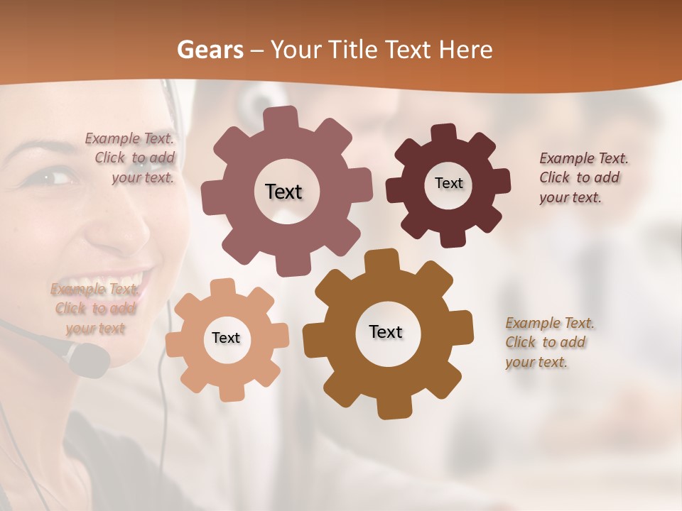 A Woman With A Headset Is Smiling For The Camera PowerPoint Template