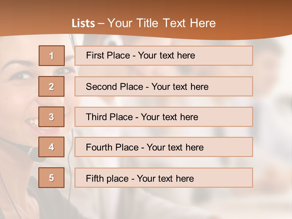 A Woman With A Headset Is Smiling For The Camera PowerPoint Template