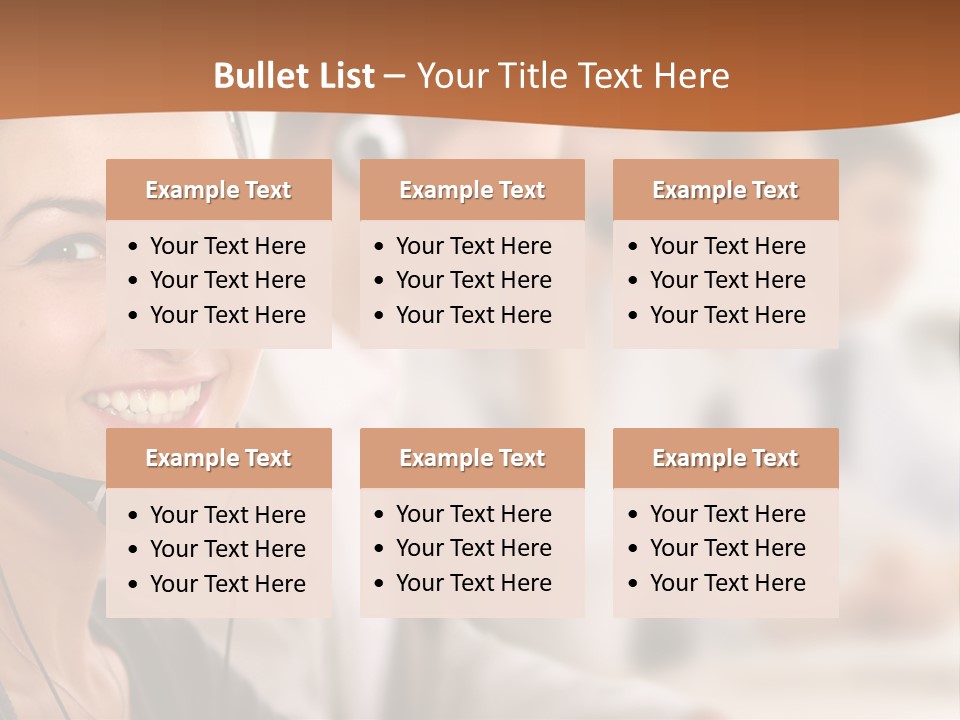 A Woman With A Headset Is Smiling For The Camera PowerPoint Template