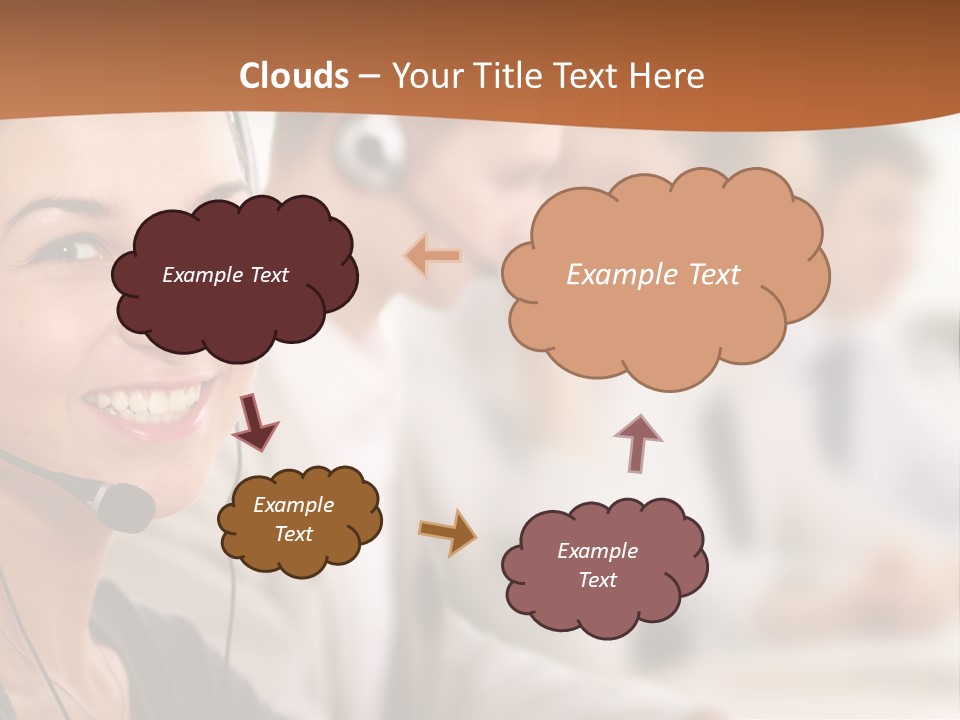 A Woman With A Headset Is Smiling For The Camera PowerPoint Template