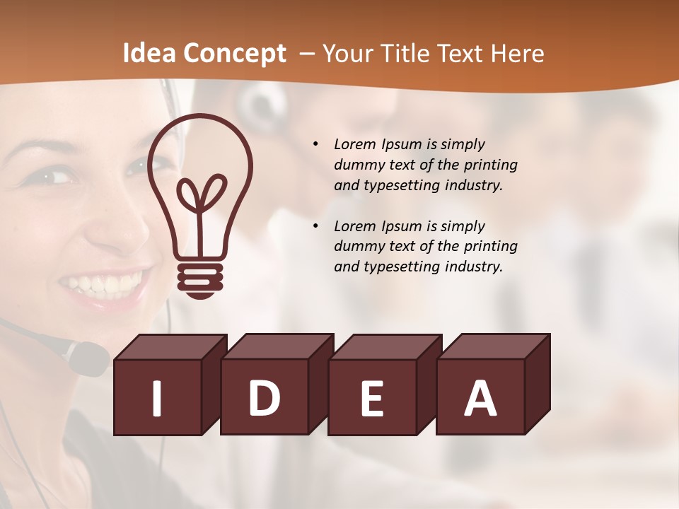 A Woman With A Headset Is Smiling For The Camera PowerPoint Template