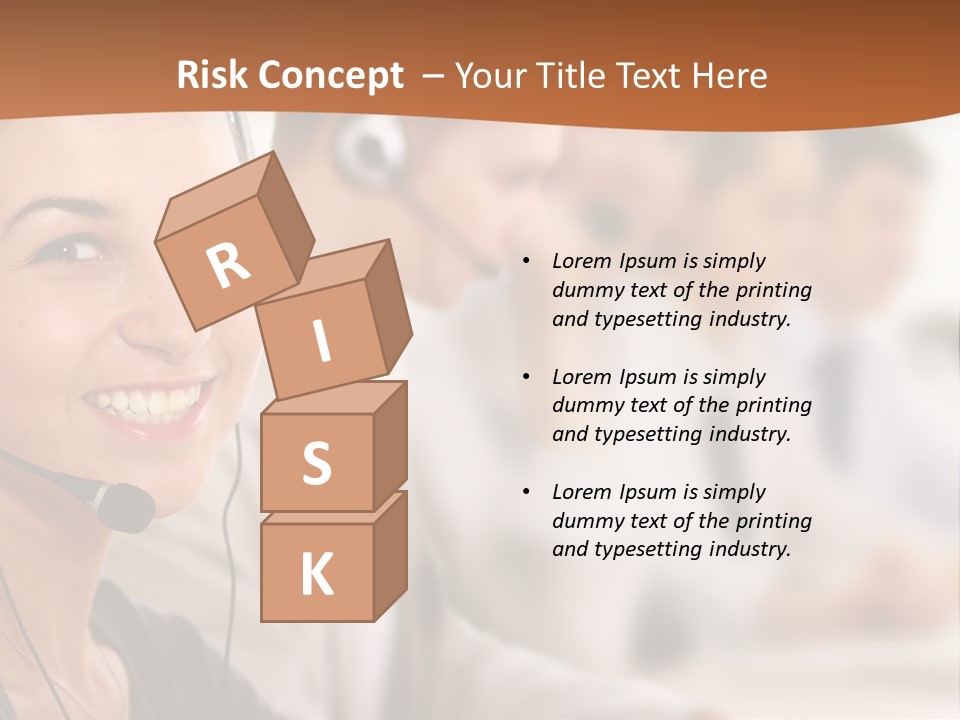 A Woman With A Headset Is Smiling For The Camera PowerPoint Template