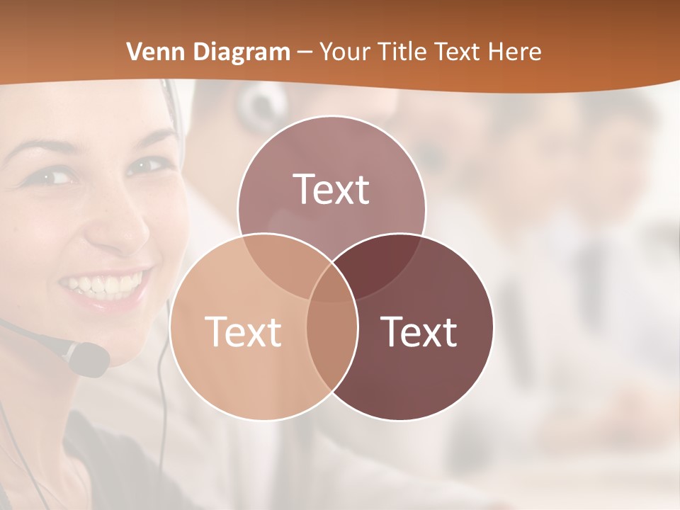 A Woman With A Headset Is Smiling For The Camera PowerPoint Template
