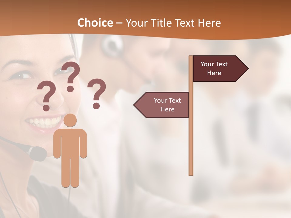 A Woman With A Headset Is Smiling For The Camera PowerPoint Template