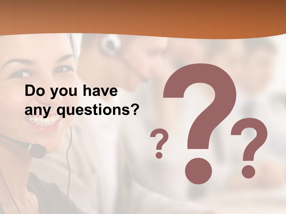 A Woman With A Headset Is Smiling For The Camera PowerPoint Template