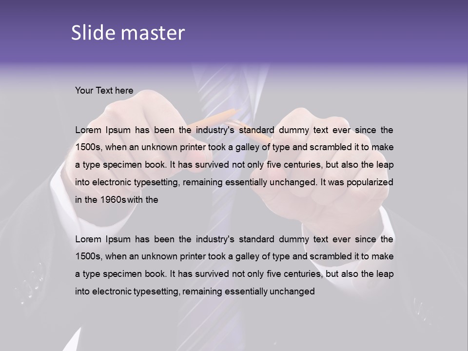 A Man In A Suit Is Holding A Pencil PowerPoint Template