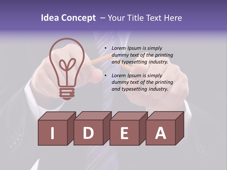 A Man In A Suit Is Holding A Pencil PowerPoint Template