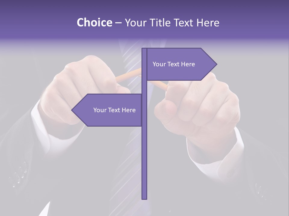 A Man In A Suit Is Holding A Pencil PowerPoint Template