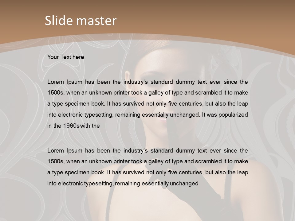 A Woman In A Corset With Her Finger Up To Her Mouth PowerPoint Template