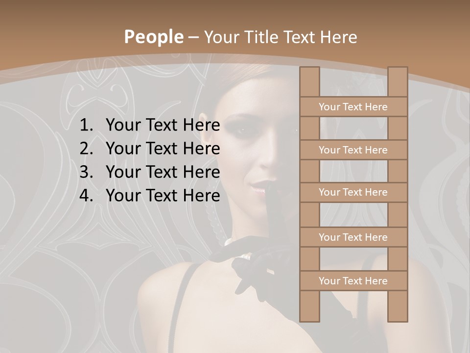A Woman In A Corset With Her Finger Up To Her Mouth PowerPoint Template