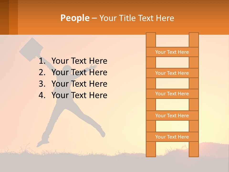 A Person Jumping In The Air With A Sign In Front Of Them PowerPoint Template