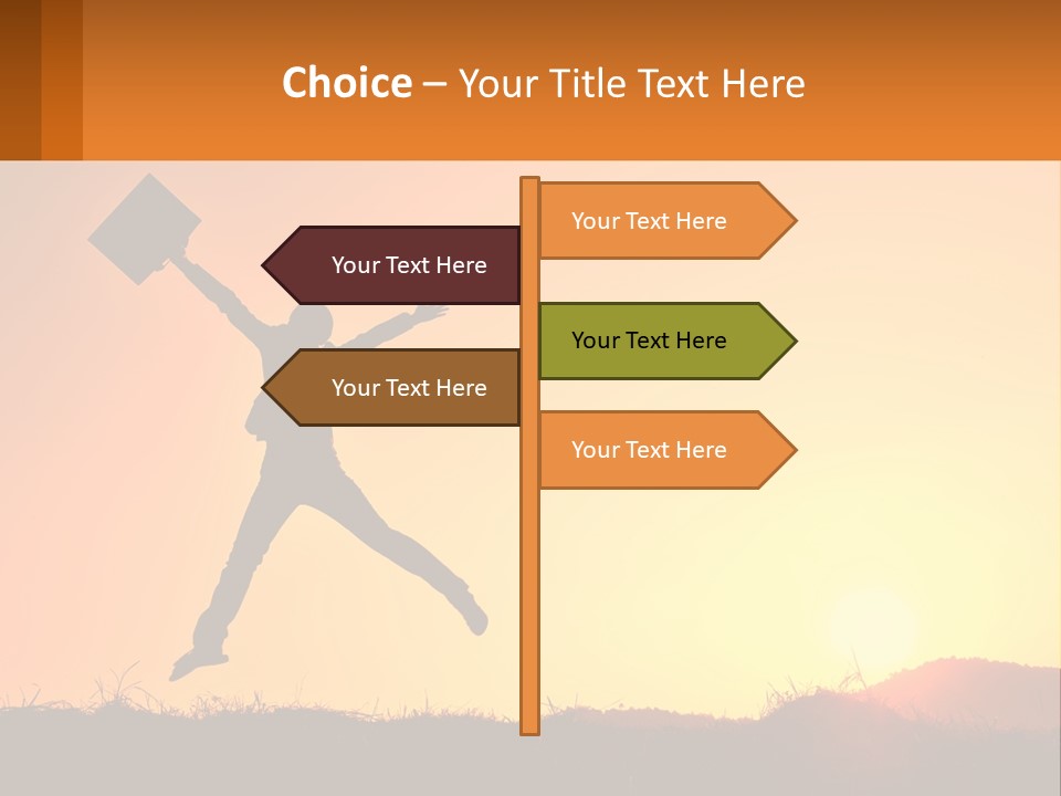A Person Jumping In The Air With A Sign In Front Of Them PowerPoint Template