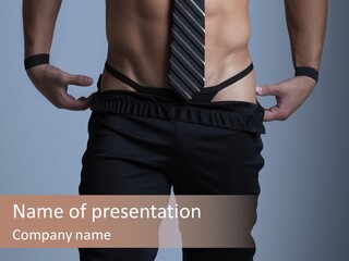 A Man Wearing A Tie With His Hands On His Hips PowerPoint Template