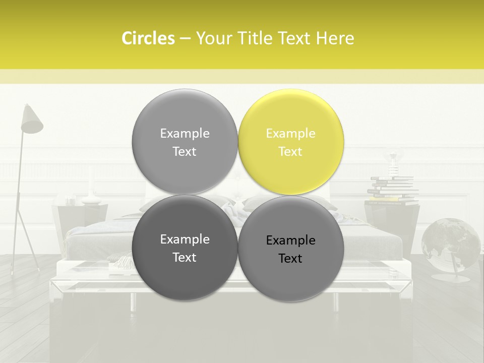 A Bed Sitting In A Bedroom Next To A Table PowerPoint Template