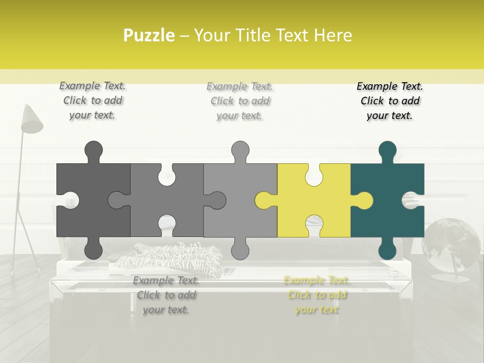 A Bed Sitting In A Bedroom Next To A Table PowerPoint Template