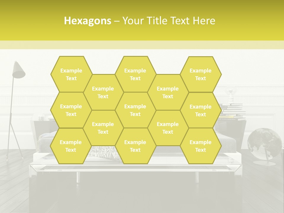 A Bed Sitting In A Bedroom Next To A Table PowerPoint Template