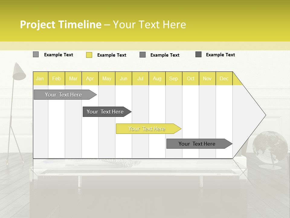 A Bed Sitting In A Bedroom Next To A Table PowerPoint Template