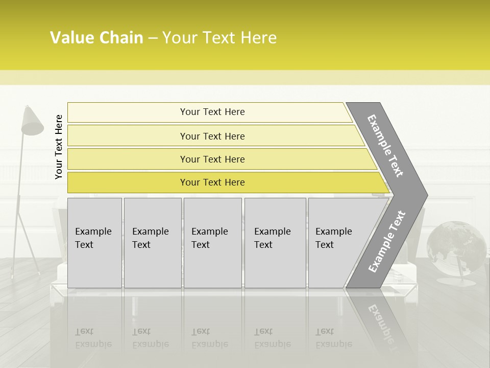 A Bed Sitting In A Bedroom Next To A Table PowerPoint Template