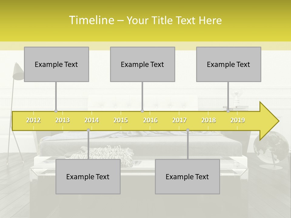 A Bed Sitting In A Bedroom Next To A Table PowerPoint Template