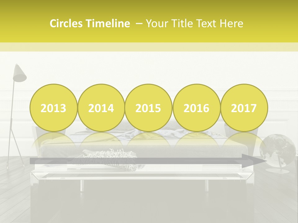 A Bed Sitting In A Bedroom Next To A Table PowerPoint Template