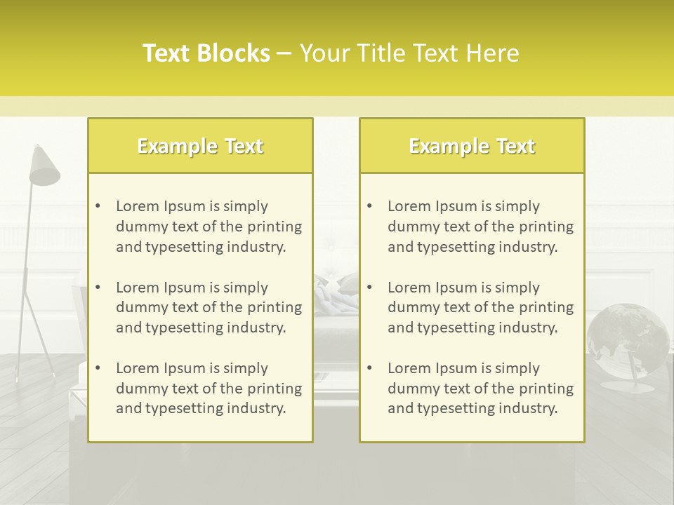 A Bed Sitting In A Bedroom Next To A Table PowerPoint Template