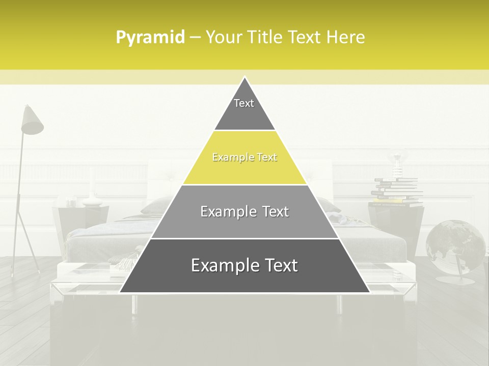 A Bed Sitting In A Bedroom Next To A Table PowerPoint Template