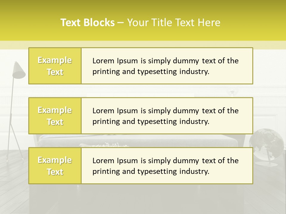 A Bed Sitting In A Bedroom Next To A Table PowerPoint Template