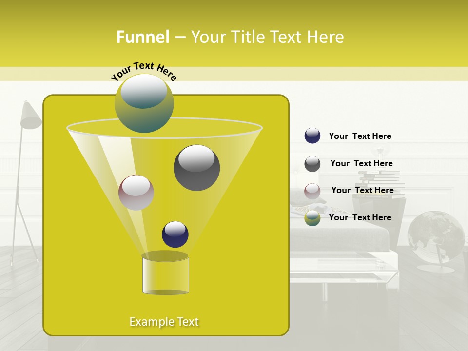 A Bed Sitting In A Bedroom Next To A Table PowerPoint Template