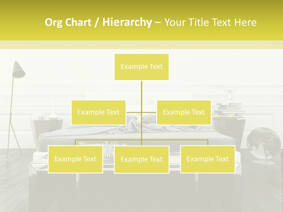 A Bed Sitting In A Bedroom Next To A Table PowerPoint Template