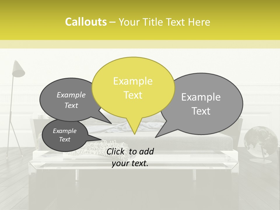 A Bed Sitting In A Bedroom Next To A Table PowerPoint Template