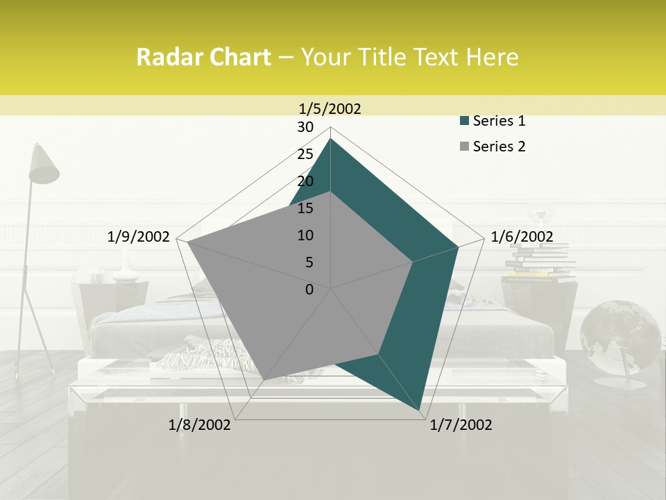 A Bed Sitting In A Bedroom Next To A Table PowerPoint Template