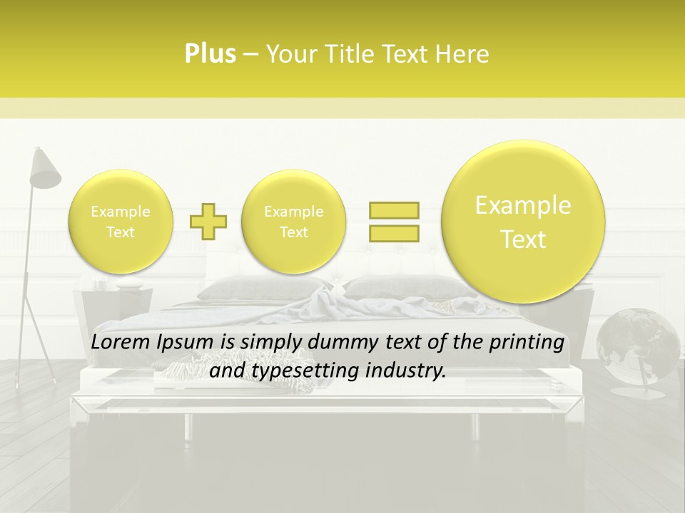 A Bed Sitting In A Bedroom Next To A Table PowerPoint Template