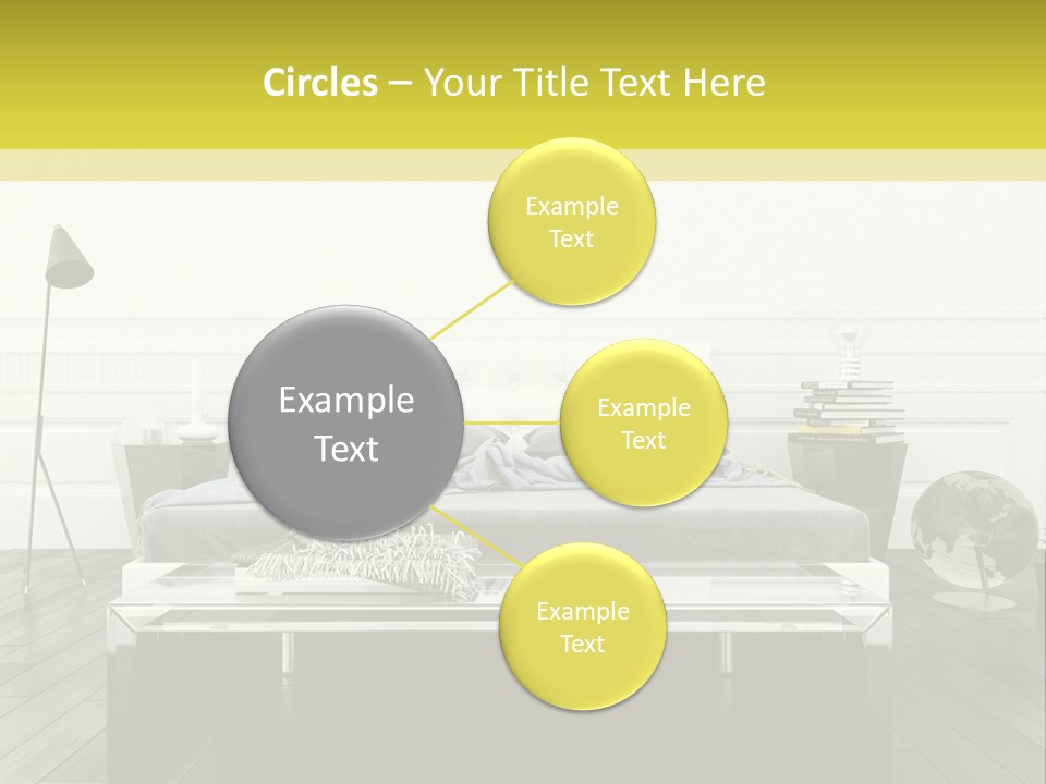 A Bed Sitting In A Bedroom Next To A Table PowerPoint Template
