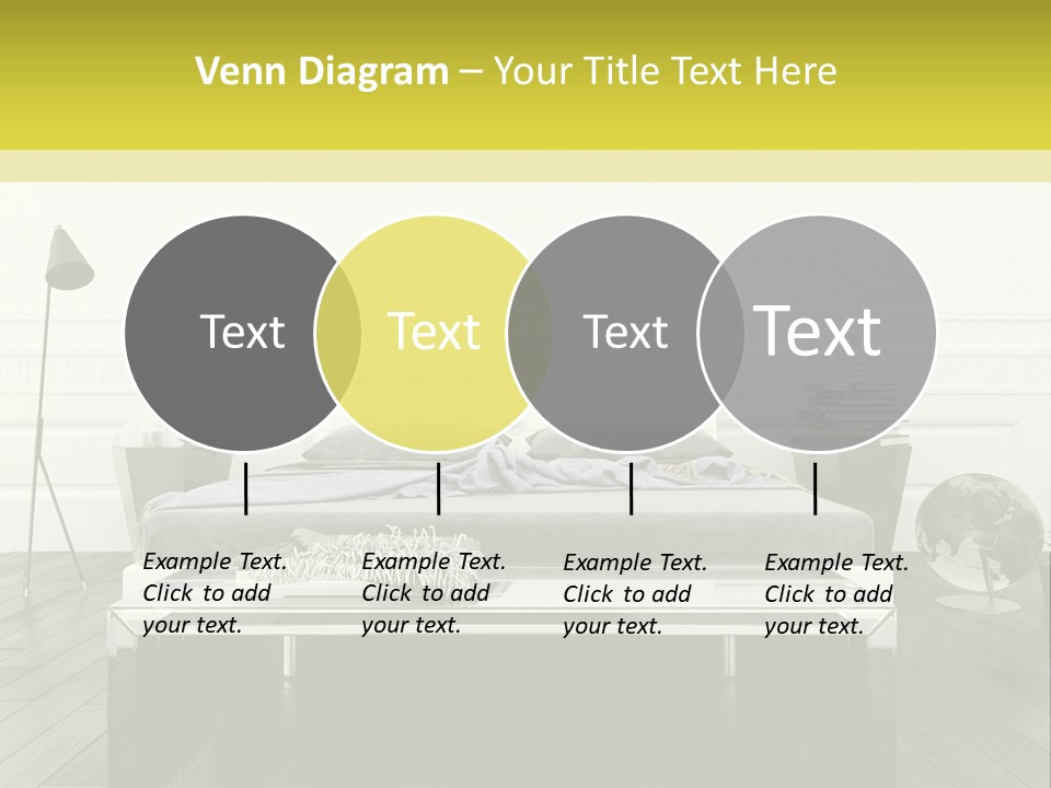 A Bed Sitting In A Bedroom Next To A Table PowerPoint Template