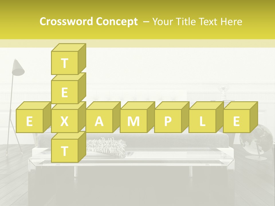 A Bed Sitting In A Bedroom Next To A Table PowerPoint Template