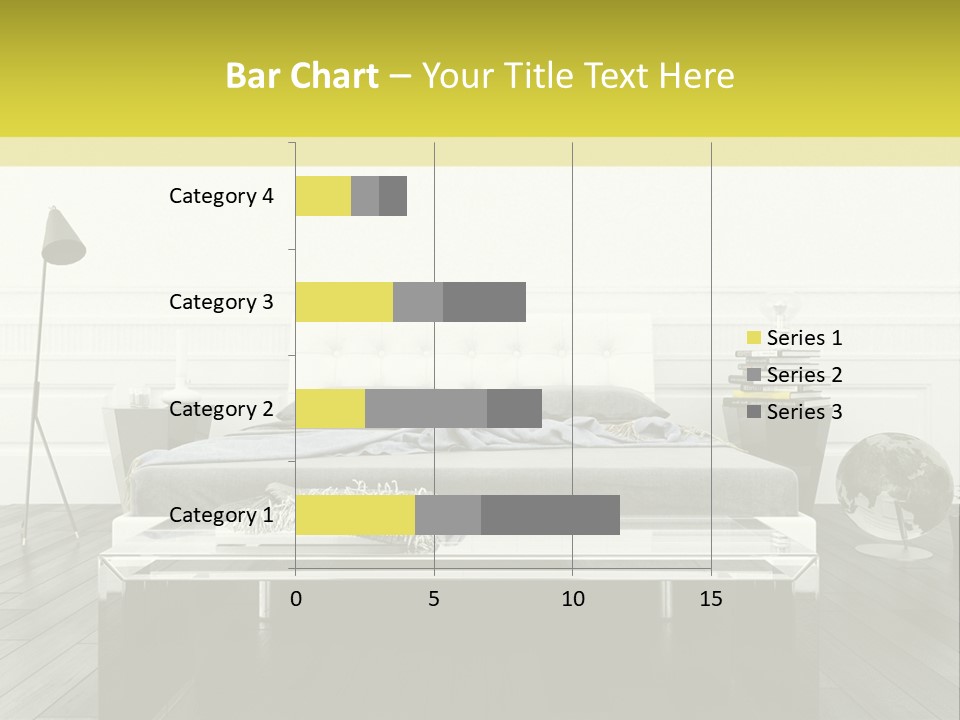 A Bed Sitting In A Bedroom Next To A Table PowerPoint Template