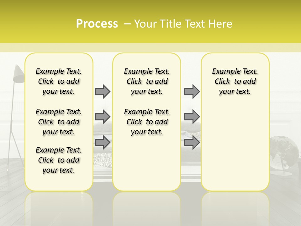 A Bed Sitting In A Bedroom Next To A Table PowerPoint Template