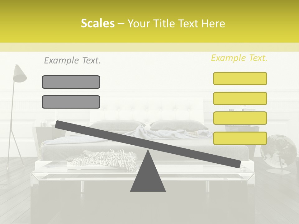A Bed Sitting In A Bedroom Next To A Table PowerPoint Template