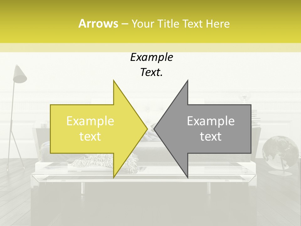 A Bed Sitting In A Bedroom Next To A Table PowerPoint Template