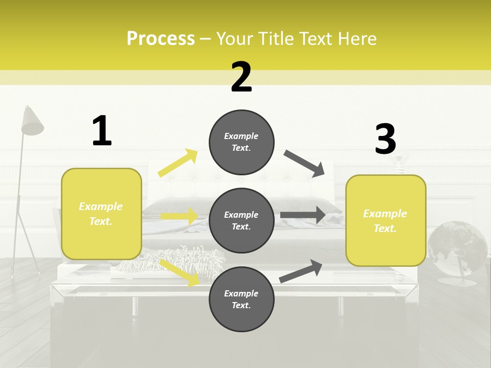 A Bed Sitting In A Bedroom Next To A Table PowerPoint Template