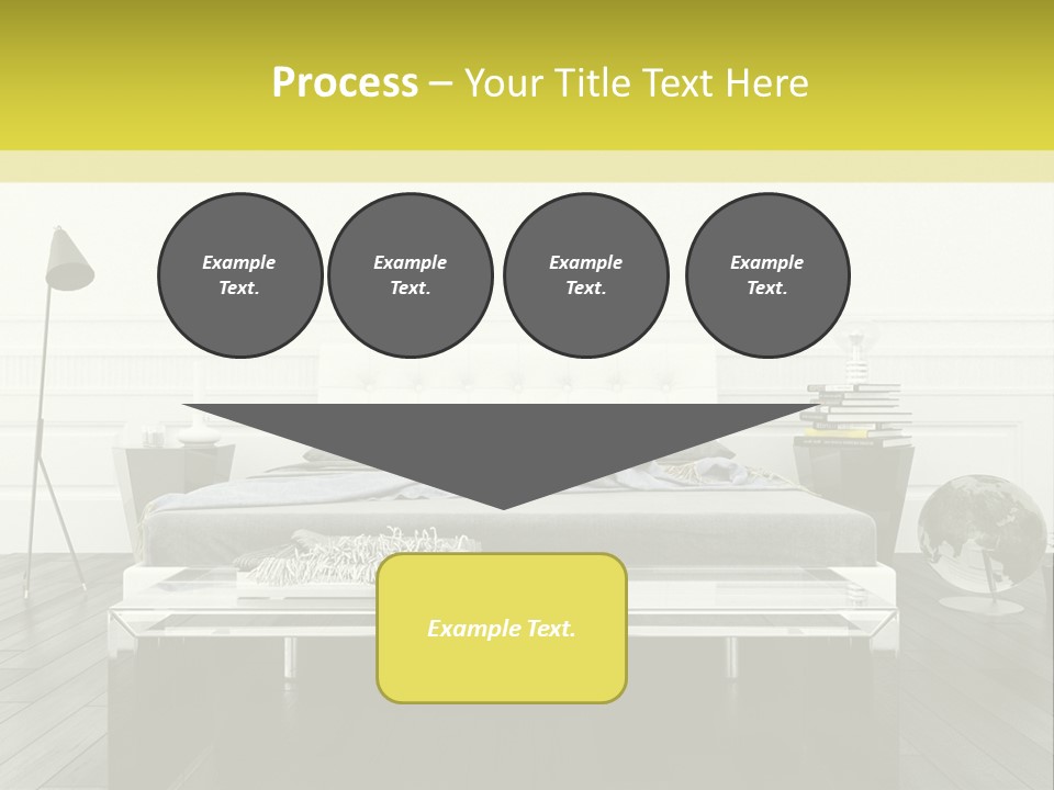 A Bed Sitting In A Bedroom Next To A Table PowerPoint Template