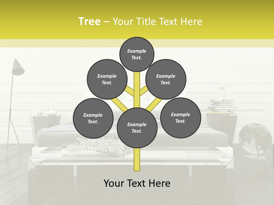A Bed Sitting In A Bedroom Next To A Table PowerPoint Template