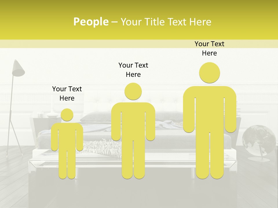 A Bed Sitting In A Bedroom Next To A Table PowerPoint Template