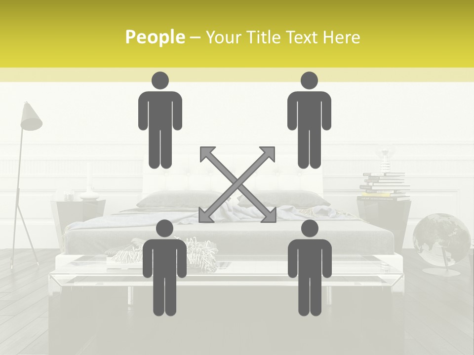 A Bed Sitting In A Bedroom Next To A Table PowerPoint Template