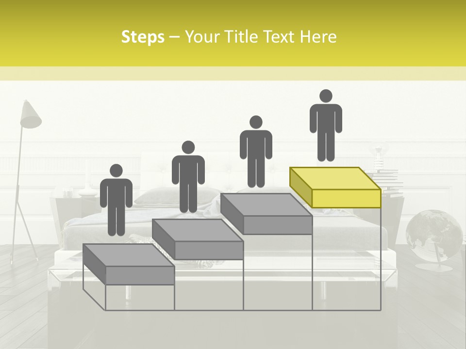 A Bed Sitting In A Bedroom Next To A Table PowerPoint Template